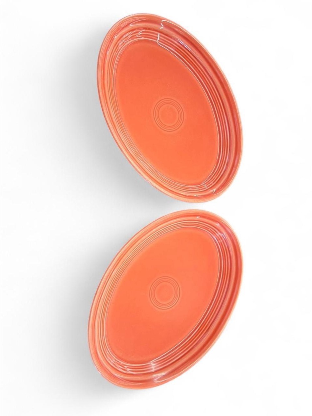 2 Fiesta Orange Oval Serving Plates 9.5”